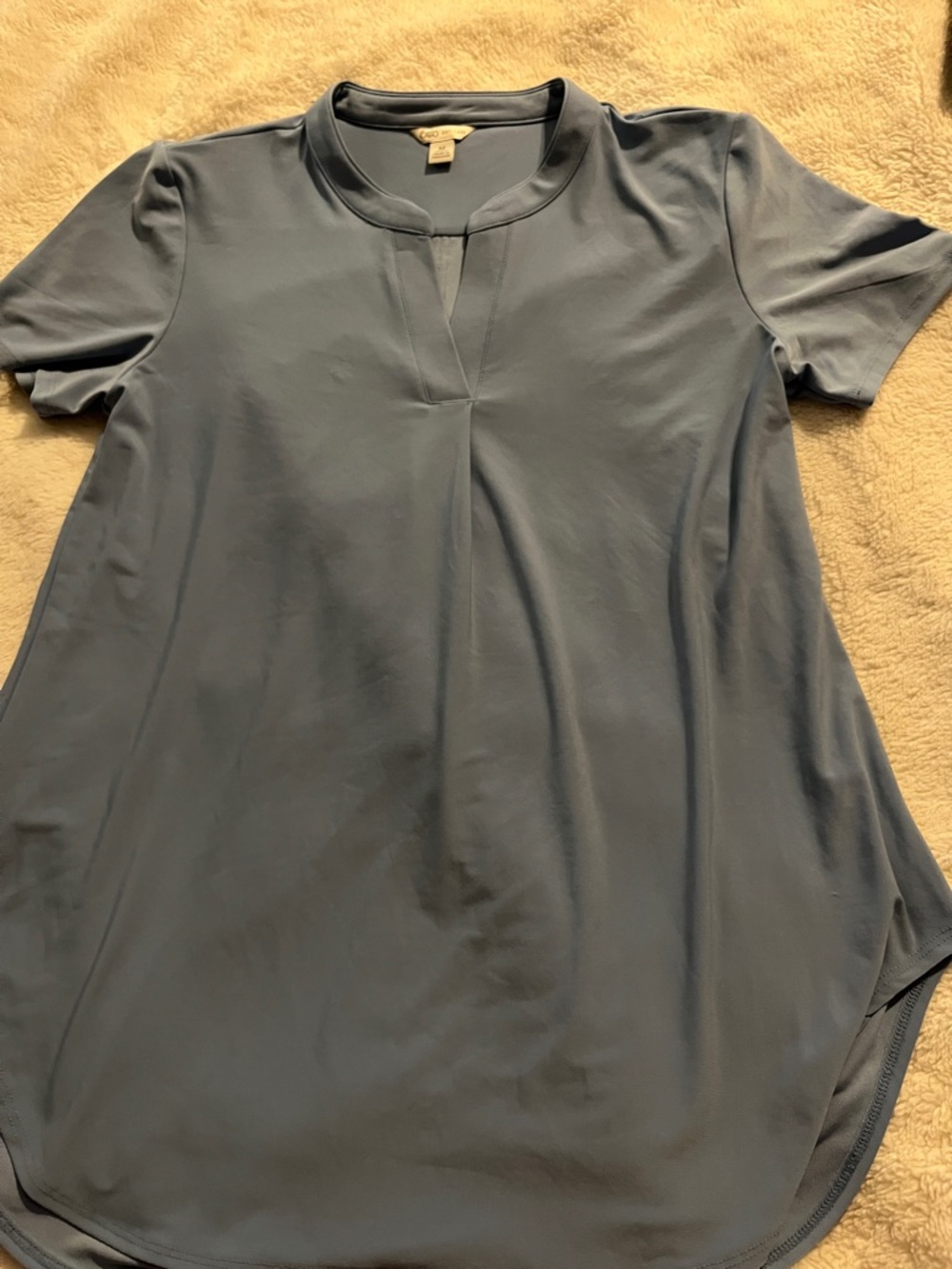 Cato Slate Blue Short-Sleeve Split-Neck Tee